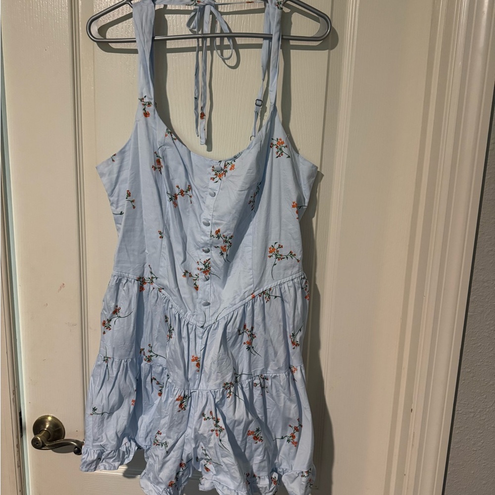 Wild Fable Light Blue Floral Jumpsuit